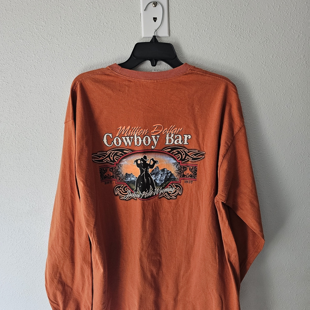 Gildan Rust Long Sleeve Men's Tee - Picture 2 of 9